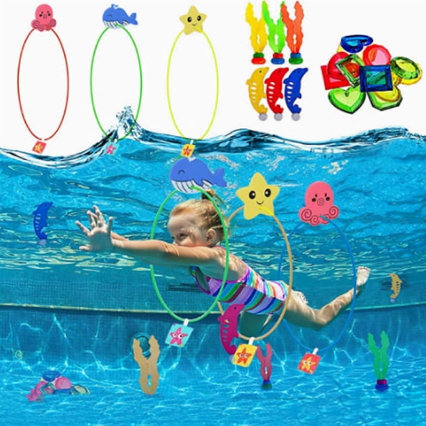 Juguetes de piscina, juguetes para bebés, juguetes de buceo en piscina para niños, juegos de natación subacuáticos con coloridos juguetes flotantes que se hunden, ideales para búsquedas de tesoros en