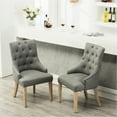 thumbnail image 2 of Gray Linen - Look Polyester - Wingback & Button Tufted Style - Formal Dining Setting - Brings Traditional Charm, 2 of 5
