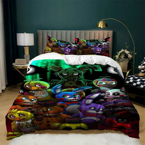 Five Nights at Freddy's Bedding Set All Season Super Soft Quilt Cover Light-Weight Duvet Cover with 2 Pillow Shams