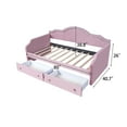 thumbnail image 2 of Harper & Bright Designs Twin Size Daybed with 2 Storage Drawers and LED Light, Twin Velvet Upholstered Daybed with Wave Cloud Backrest, Pink, 2 of 9