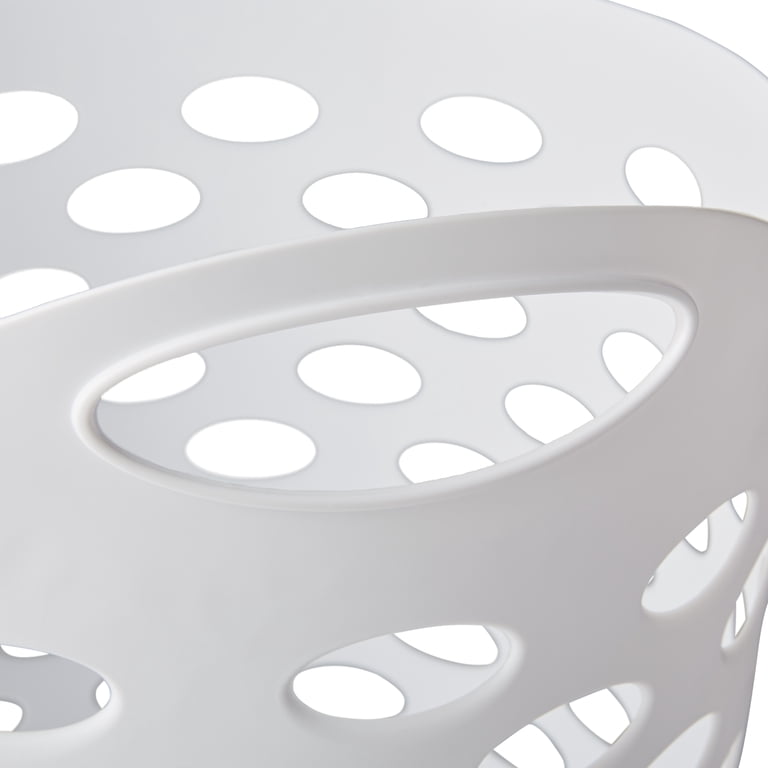 Mainstays Flexible Round Laundry Hamper, White photo 5
