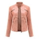 thumbnail image 2 of Chaqueta de moto de cuero con cuello alto y corte entallado para mujer, chaqueta de cuero de piel sintética, 2 of 5