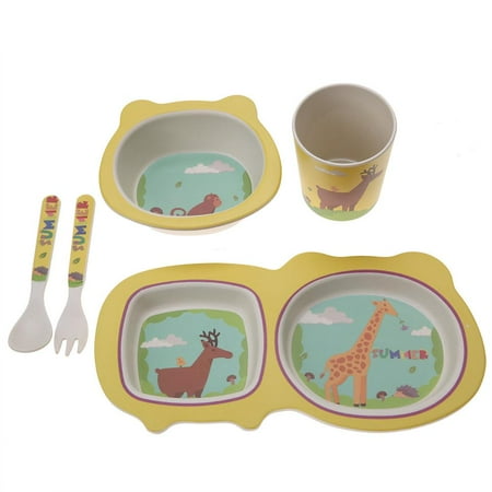 dinnerware tableware dishes children bamboo fiber eco friendly cartoon baby feeding toddler sets domqga pcs