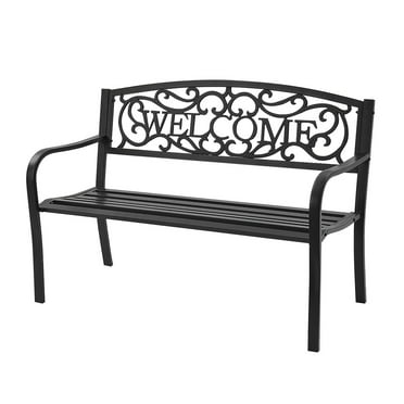 Costway Steel Rust resistant and Simple Assembly Garden Bench, Black