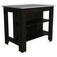 thumbnail image 3 of Miekor Furniture Rockaway 3-Shelf Kitchen Island Black and Ibiza Marble B5A3712, 3 of 7
