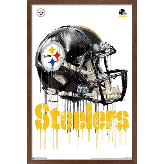 NFL Pittsburgh Steelers - Drip Helmet 20 Wall Poster, 22.375" x 34", Framed