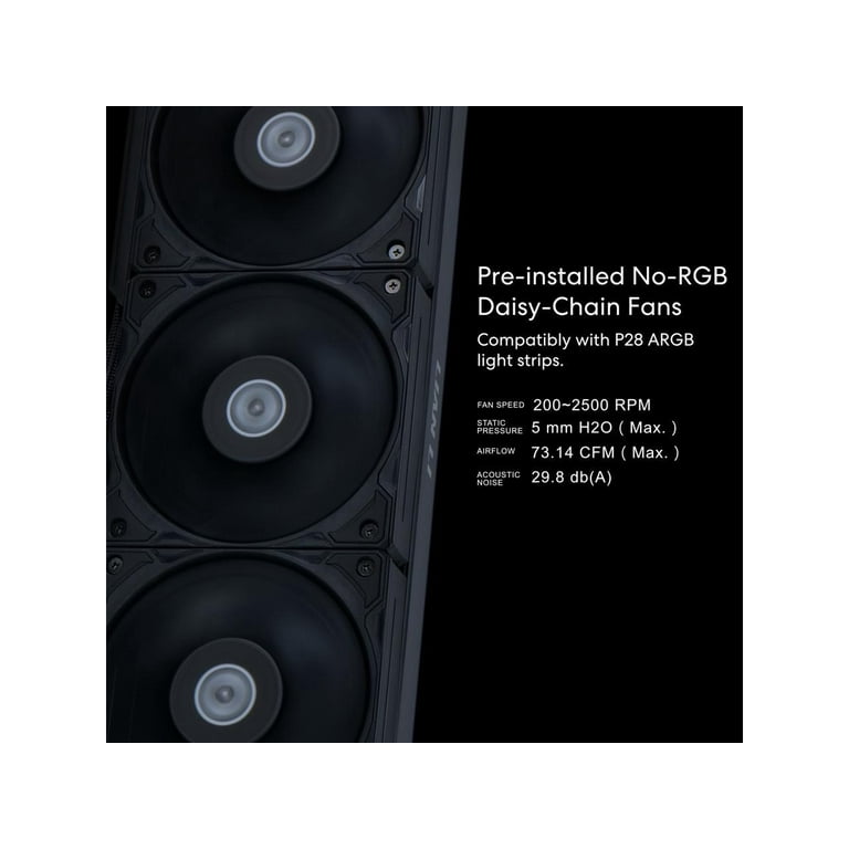 Lian Li Hydroshift 360 AIO- Pre-installed 3 x 28MM fans - Side