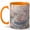Orange, variant on Swan Boat Coffee Mug, Fantasy Garden Mug for Women, Watercolor Swan Boat with Flowers, Lily Pond and Soft Sparkles, Ceramic 11 Oz Cup