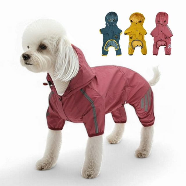 Abrigo de lluvia para perros Unique Bargains, impermeable, chaqueta de lluvia para perros con capucha, abrigo de lluvia ligero para perros pequeños, color rosa