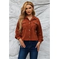 thumbnail image 1 of Chaqueta de pana lisa para mujer, chaqueta con solapa, chaqueta camisera informal, 1 of 7