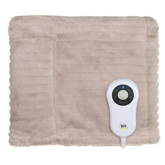 Serta Faux Rabbit Electric Heated Warming Pocket Wrap Taupe 74" x26"