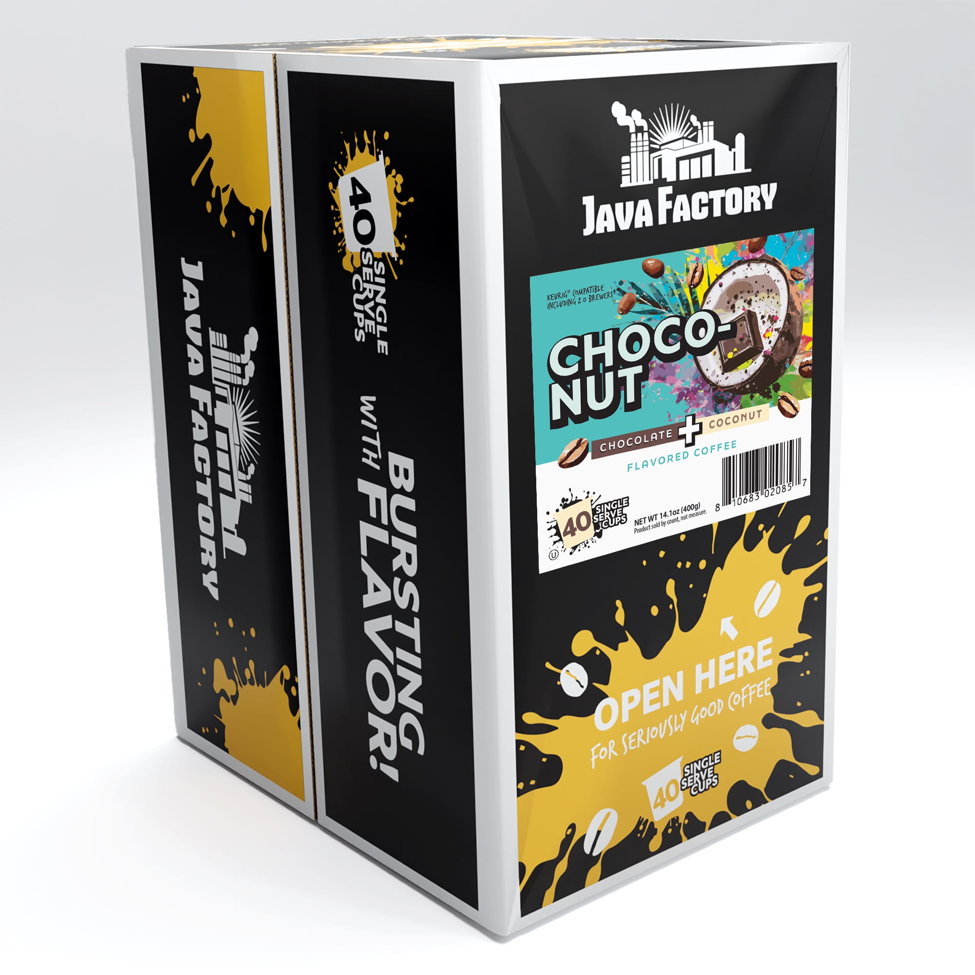 Java Factory Flavored Coffee Pods, Compatible with Keurig Brewers, Choconut 40-Pack