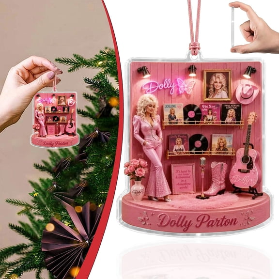 Holly Dolly Christmas Tree Ornaments Christmas Decor, Acrylic Dolly Ornaments Figurines, Country Music Xmas Ornaments for Christmas Tree for Home Decor