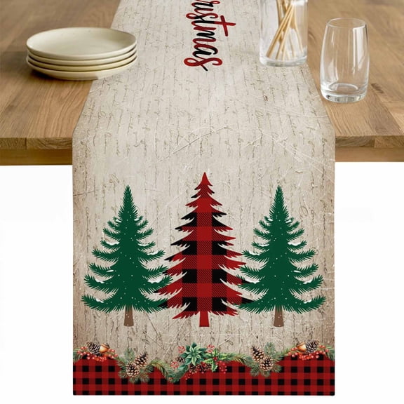 Red Plaid Christmas Table Runner 36 Inches Long Farmhouse Dress Scarves, Xmas Tree Vintage Winter Dining Tablerunner for Coffee Table/Kitchen Island/Party Décor, Small 13" x 36"