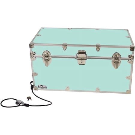 Large Udergrad Storage Truk W/Cable Lock Made I The STEEL Footlocker O Durable Chest With Lid Stay 32 X 18 X 16.5 Iches