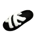 thumbnail image 4 of ZVNAΖH Women's Winter Thick Sole Plush Slippers Warm Fluffy Crisscross Strap Indoor Outdoor House Shoes, 4 of 9