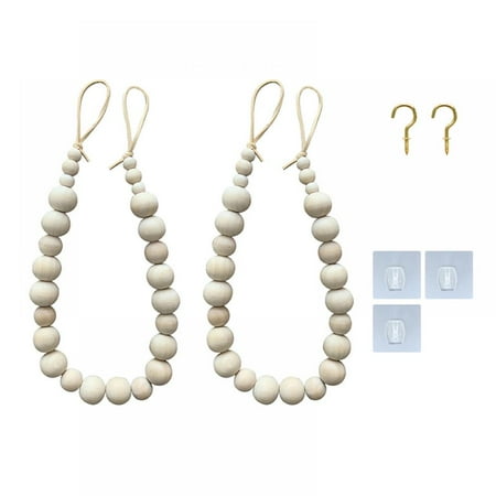 

Angmile Bohemian Style Wood Bead Garland Natural Wood bead Garland Curtain Pendant 2pcs Curtain Tie NnaturalS uitable for Decorating Farmhouse Office Bedroom Living Room Study