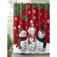 thumbnail image 2 of Fsddascl Christmas Snowman Shower Curtain Set - Extra Long 72" x 96" Washable Bathtub Curtain with 12 Hooks, Red Xmas Pine Branch Snowflake Red Birds Waterproof Fabric Shower Curtains for Bathroom, 2 of 6