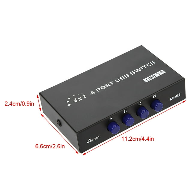 Sharing Switch For Printer, USB2.0 Interface Iron Shell With 2/4 USB Ports, Sharing Switcher, Manual For Printer Device Scanner