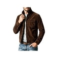 thumbnail image 6 of Zynoxe Mens Corduroy Jacket with Chest Pockets Classic Stand Collar Zip‑Up Jacket Warm Long Sleeve Casual Jackets Retro Solid Color Workwear Jacket for Men Brown S, 6 of 10