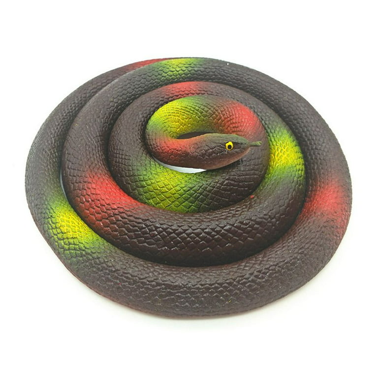 Multicolor two-headed cobra rubber snake toy