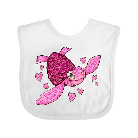 

Inktastic Valentine s Day Cute Pink Sea Turtle with Hearts Gift Baby Boy or Baby Girl Bib