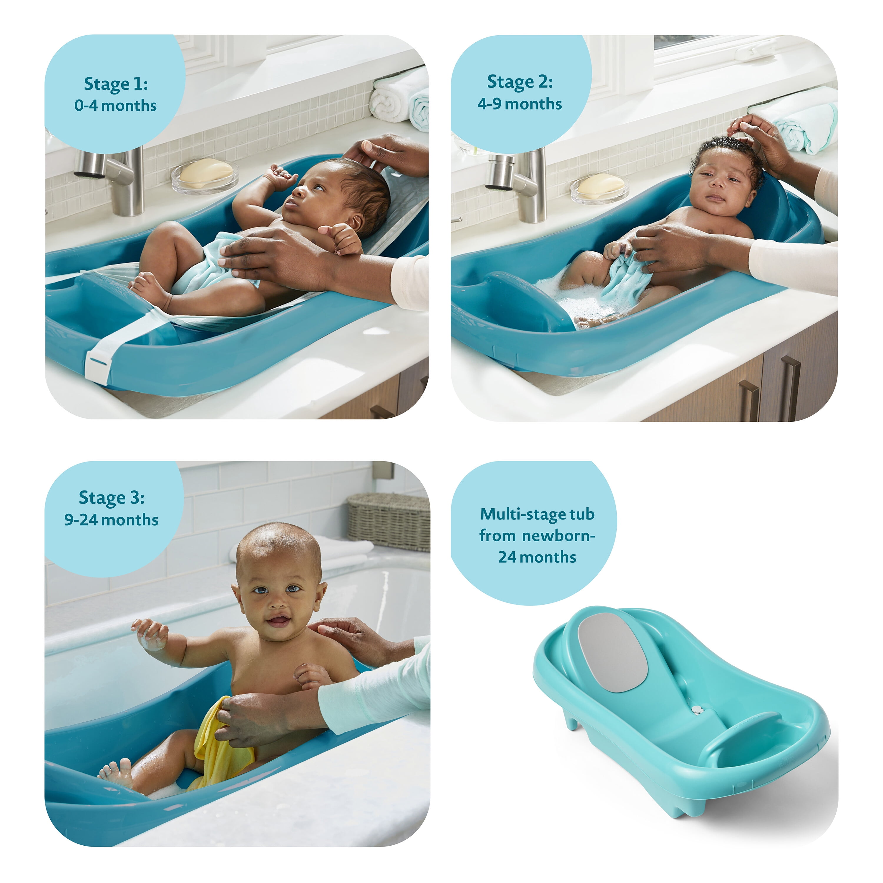 The First Years Newborn to Toddler Tub, Blue, Sure Comfort Deluxe