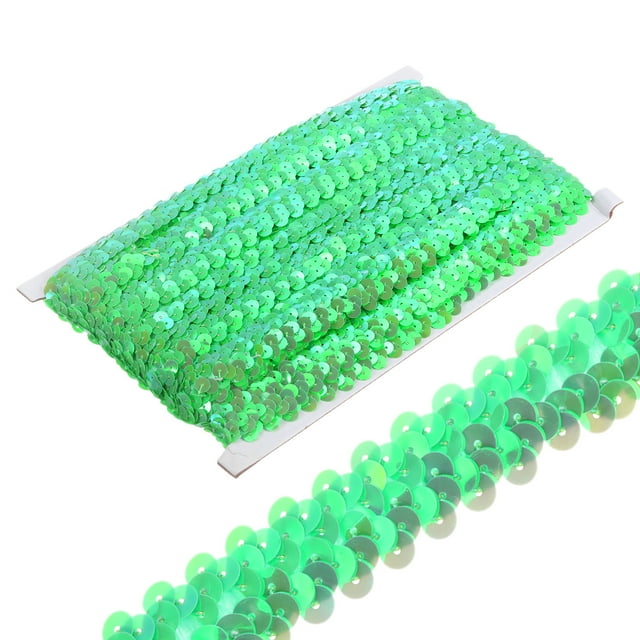 Unique Bargains 10 Yards 0.8 Inch Elastic Sequins Trim Flat Stretch Sequin Ribbon Strip, Dark Green