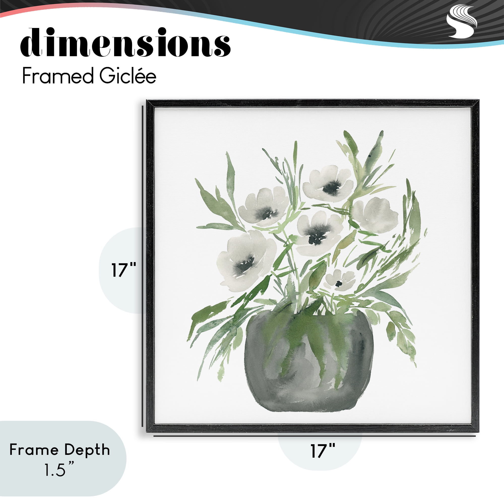 Stupell Industries Soft White Anemones Black Framed Giclee Art, design by Lucille Price