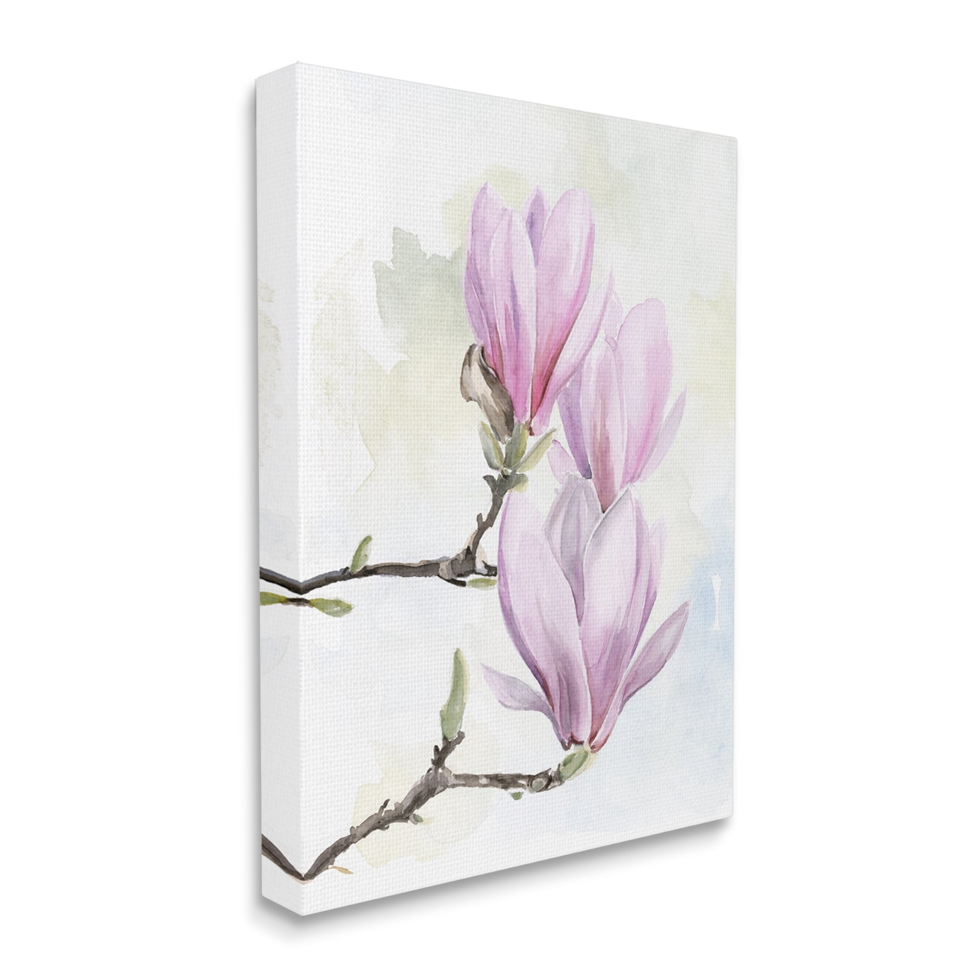 Stupell Pink Magnolia Flower Blooms Botanical & Floral Painting Gallery Wrapped Canvas Print Wall Art
