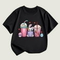 thumbnail image 3 of Girls Cotton Tops Summer Clothes Casual Rabbit Holiday T Shirt Loose Short Sleeve Comfort Graphic Tees Cute Blouses, Black, 7 Years, 3 of 3