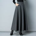 thumbnail image 3 of 1PCS2023 Autumn and Winter Woolen Mid-Length Dress-Gray [86CM Long Skirt/With Pockets]-M, 3 of 5
