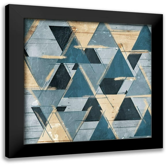 OnRei 12x12 Black Modern Framed Museum Art Print Titled - Tri Layers