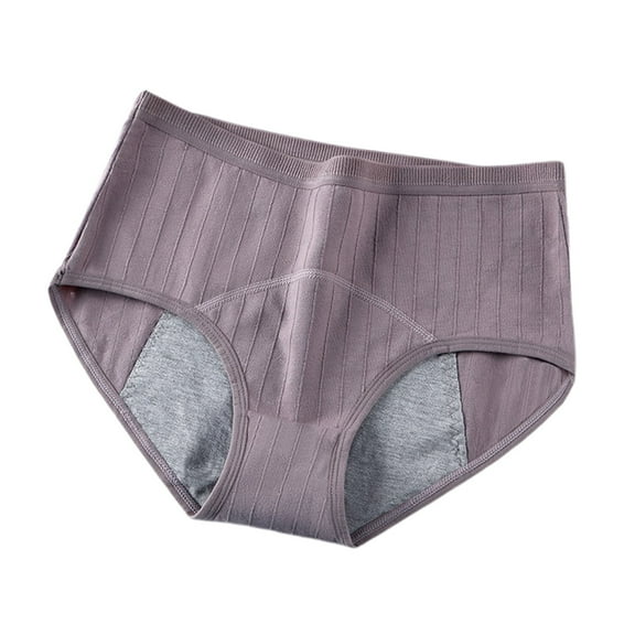 KHONTS Women's Breathable Cotton Period Panties Menstrual Heavy Flow Leak Proof Underwear Briefs Purple XL