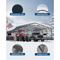 thumbnail image 3 of 20x25FT Heavy Duty Metal Carport,Outdoor Portable Car Garage w/Led Light,Removable PE SideReinforced Base & Galvanized Steel Roof, Outdoor Car Port Canopy Shelter for Boats, Full-Sized Pickup Trucks, 3 of 8