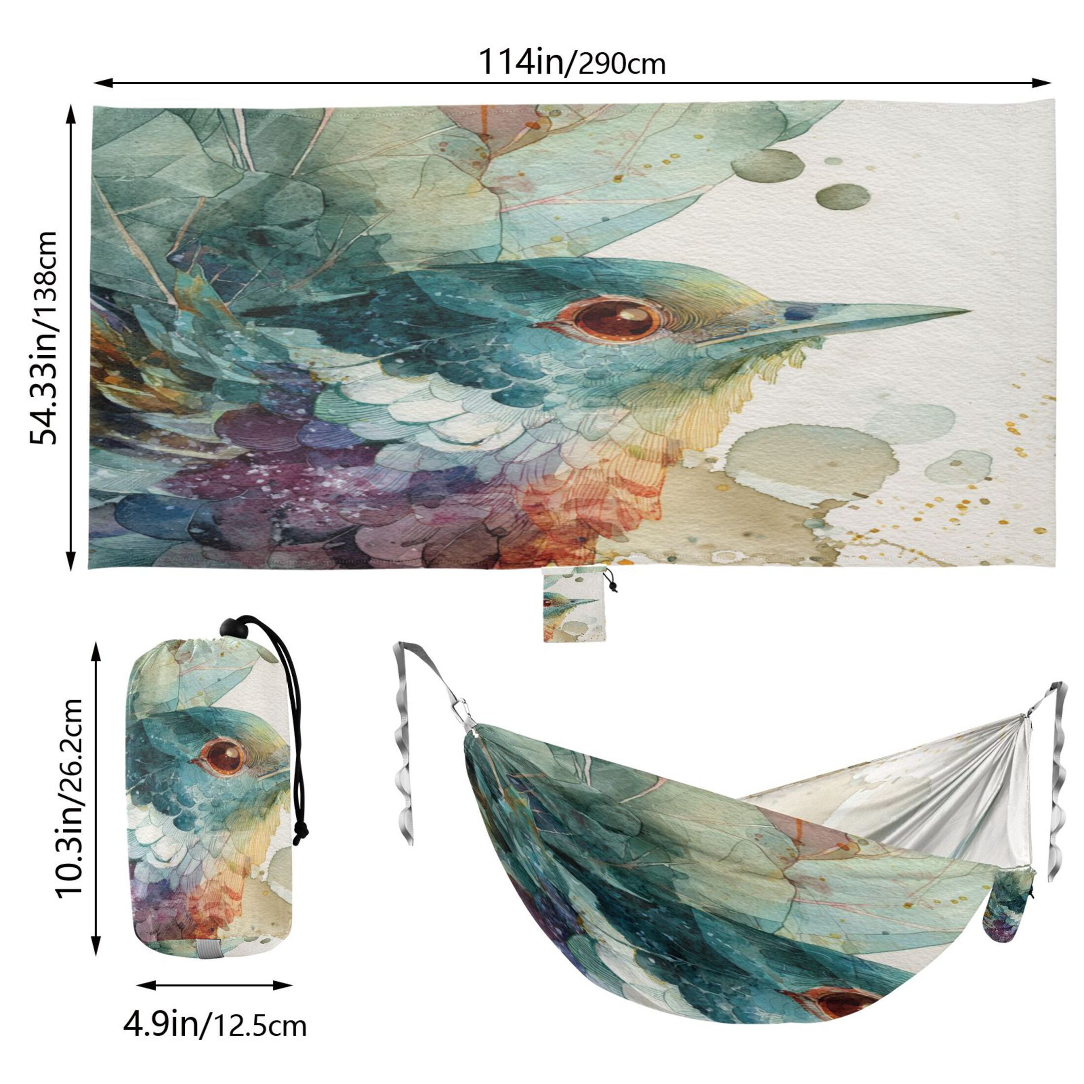 Hammock Camping Hammock Nylon Portable Hammock Travel Camping Hammock Watercolor Blue Bird