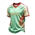 thumbnail image 2 of Zimjoy Mexico Soccer Jersey T-Shirt for Men 2026 World Soccer Game National Team 2D Graphic V Neck Short Sleeve Tee Mint Green L, 2 of 5