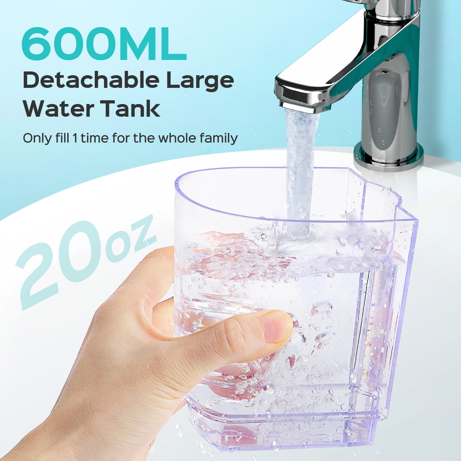 COSLUS EX2 Water Flosser for Teeth,Water Dental Flosser Pick for Teeth,2 Modes & 12 Pressure Settings,600ML,5 Jet Tips for Multiple Users ,White