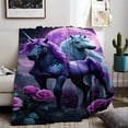 thumbnail image 3 of Purple Unicorn Fleece Blanket, Suitable for Sofa, Bed, Travel, Camping, Living Room, Office, Sofa, Chair and Bed - Digital Print Blanket, Soft and Warm Fleece Fabric, 3 of 6