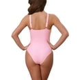 thumbnail image 3 of INSPIRE CHIC Conjunto de Bikini Monokini de Bloque de Color para Mujeres, Traje de Baño de Una Pieza con Anillo en O y Lazos Lateral, Talla X-Small Rosa Verde, 3 of 5