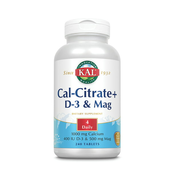 bijstand Voorkeur kalkoen KAL Cal-Citrate Plus 1000mg | Blend of Calcium Citrate, Magnesium and Vitamin  D-3 | For Healthy Bones & Teeth | No Gluten & Non-GMO | 240 Tablets -  Walmart.com