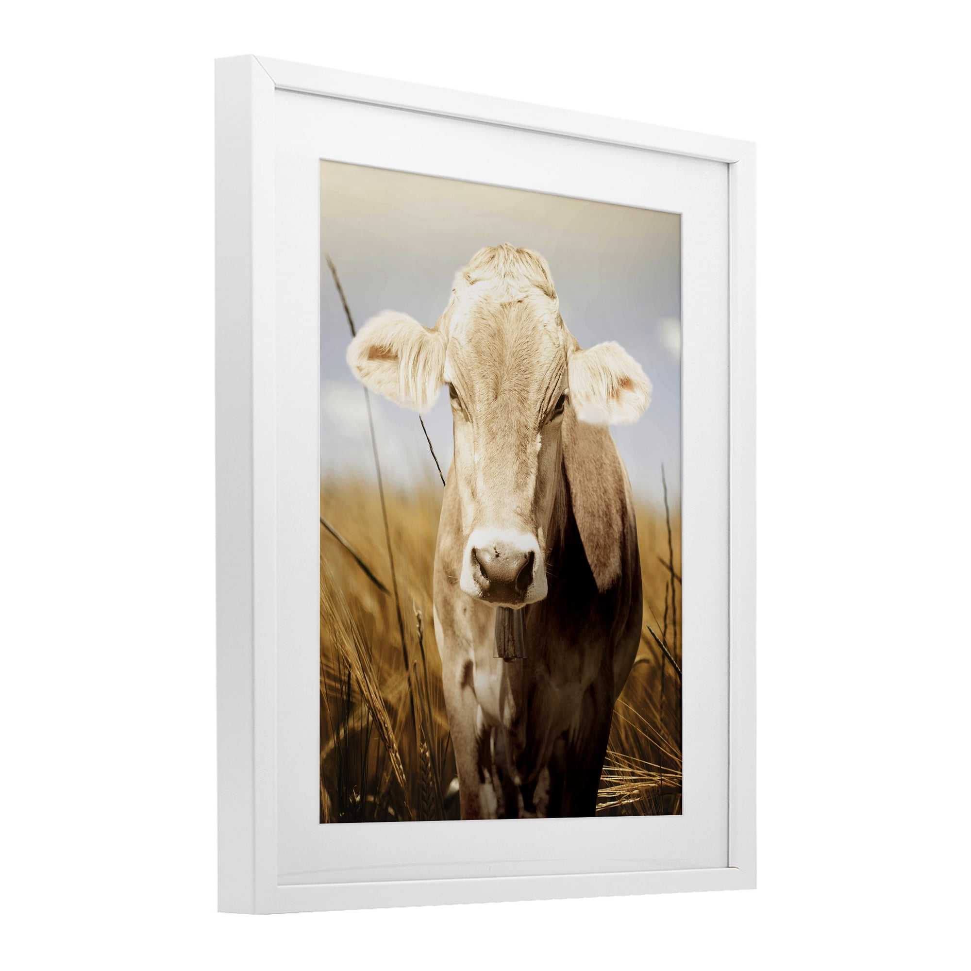 Stupell Industries Simple Belle Cow Portrait White Framed Print Under Glass, design by Marcus Prime