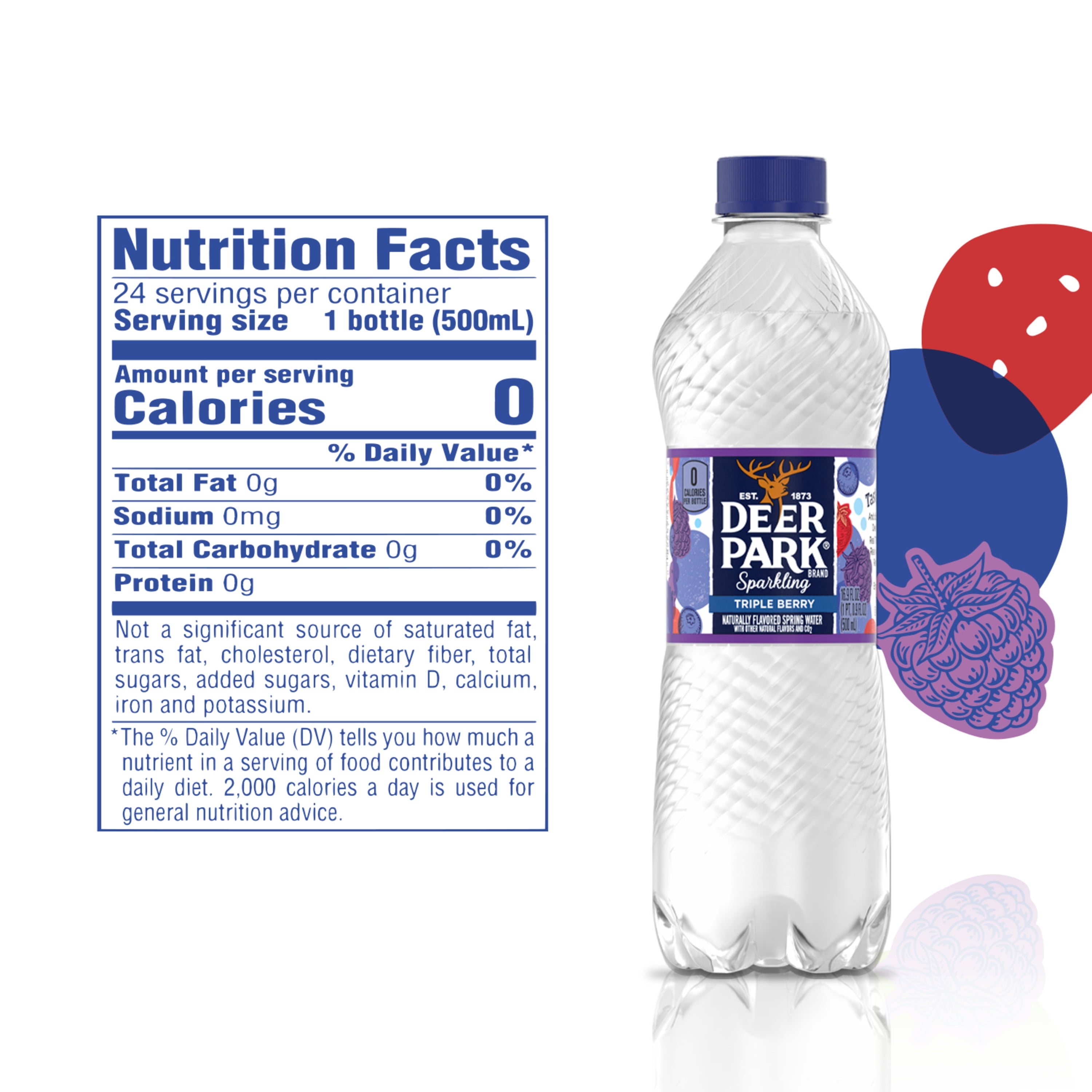 Deer Park Berry Sparkling Water, 16.9 Fl Oz, 24 Pack Bottles