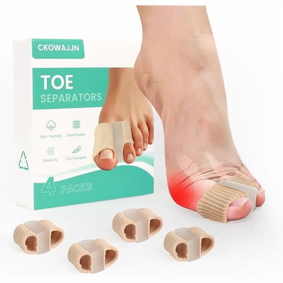 Bunion Toe Separators for Overlapping Toes, Silicone Toe Spacers Bunion Correctors for Women & Men, Hammer Toe Straightener with 2 Loops for Feet Big Toe Alignment Relieve Foot Pain