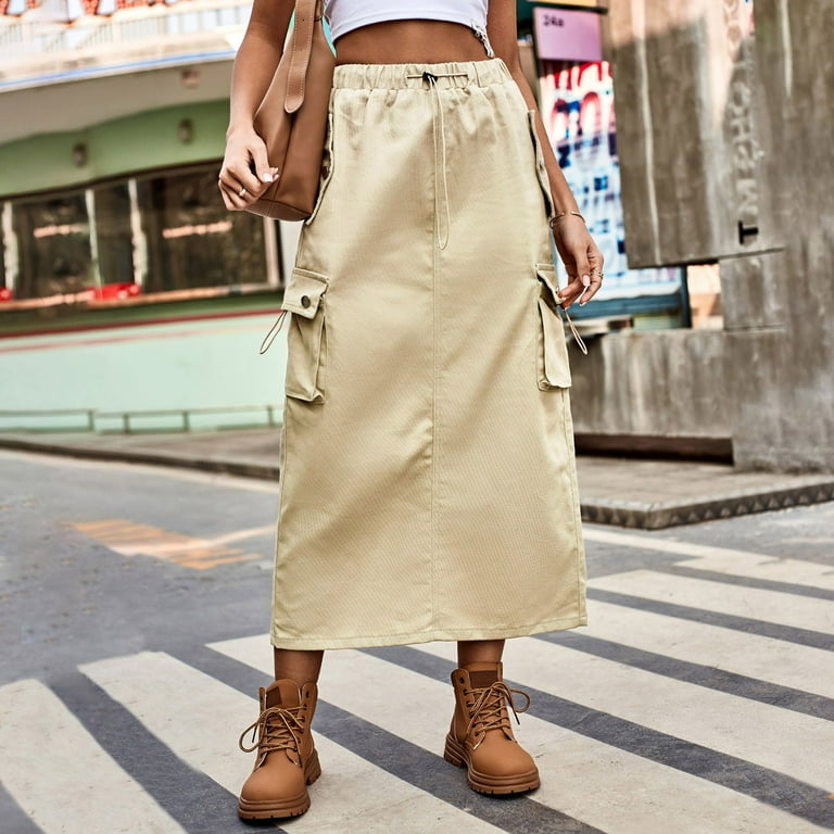 Plus size khaki skirt xxl best sale