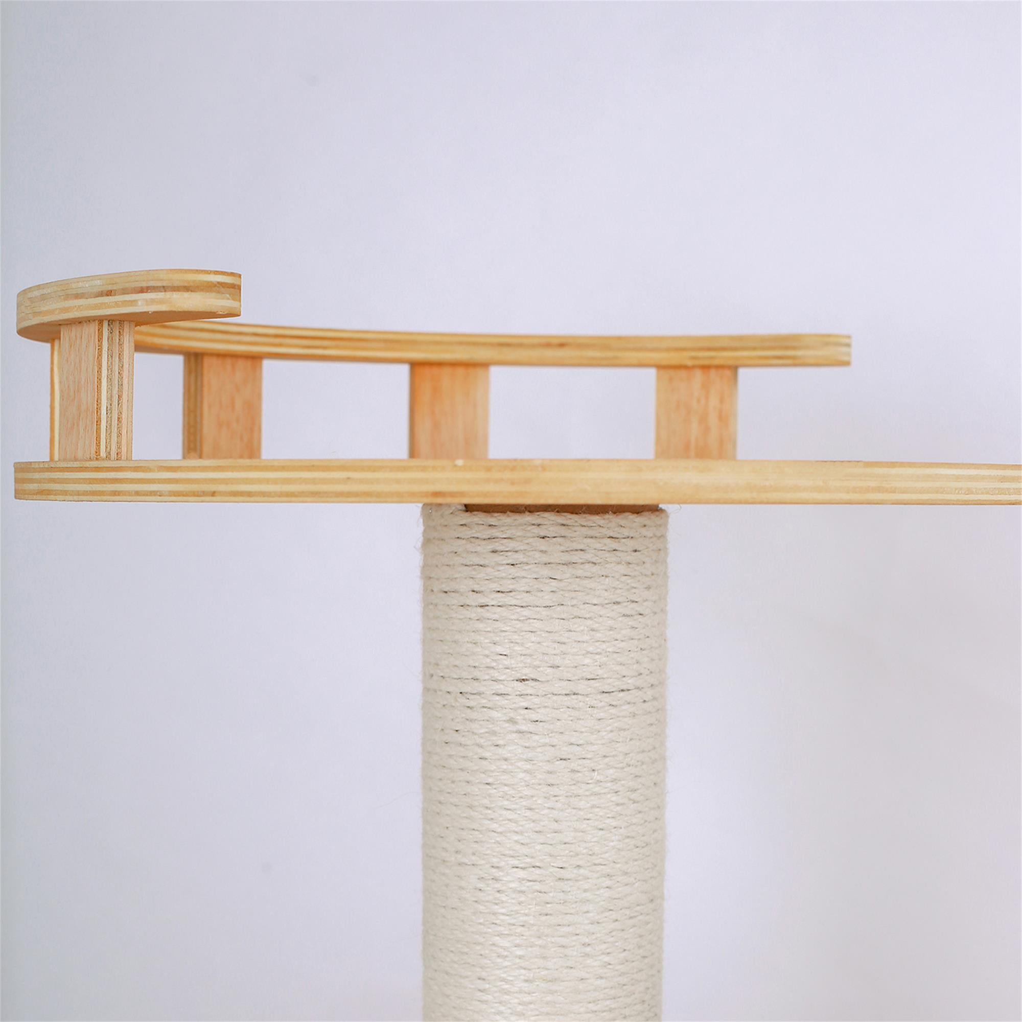Pefilos 58" Modern Wooden Cat Tree Tower for Indoor Cats, Multi-Level Sturdy Cat Tree Play House Condo with Space Capsule, Beige Pefilos 58" Modern Wooden Cat Tree Tower for Indoor Cats, Multi-Level Sturdy Cat Tree Play House Condo with Space Capsule, Beige