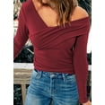 thumbnail image 5 of KelaJuan Women Long Sleeve Shirt Solid Color Off-Shoulder Tops Casual Pullover for Fall Club Streetwear Aesthetic Clothes, 5 of 6
