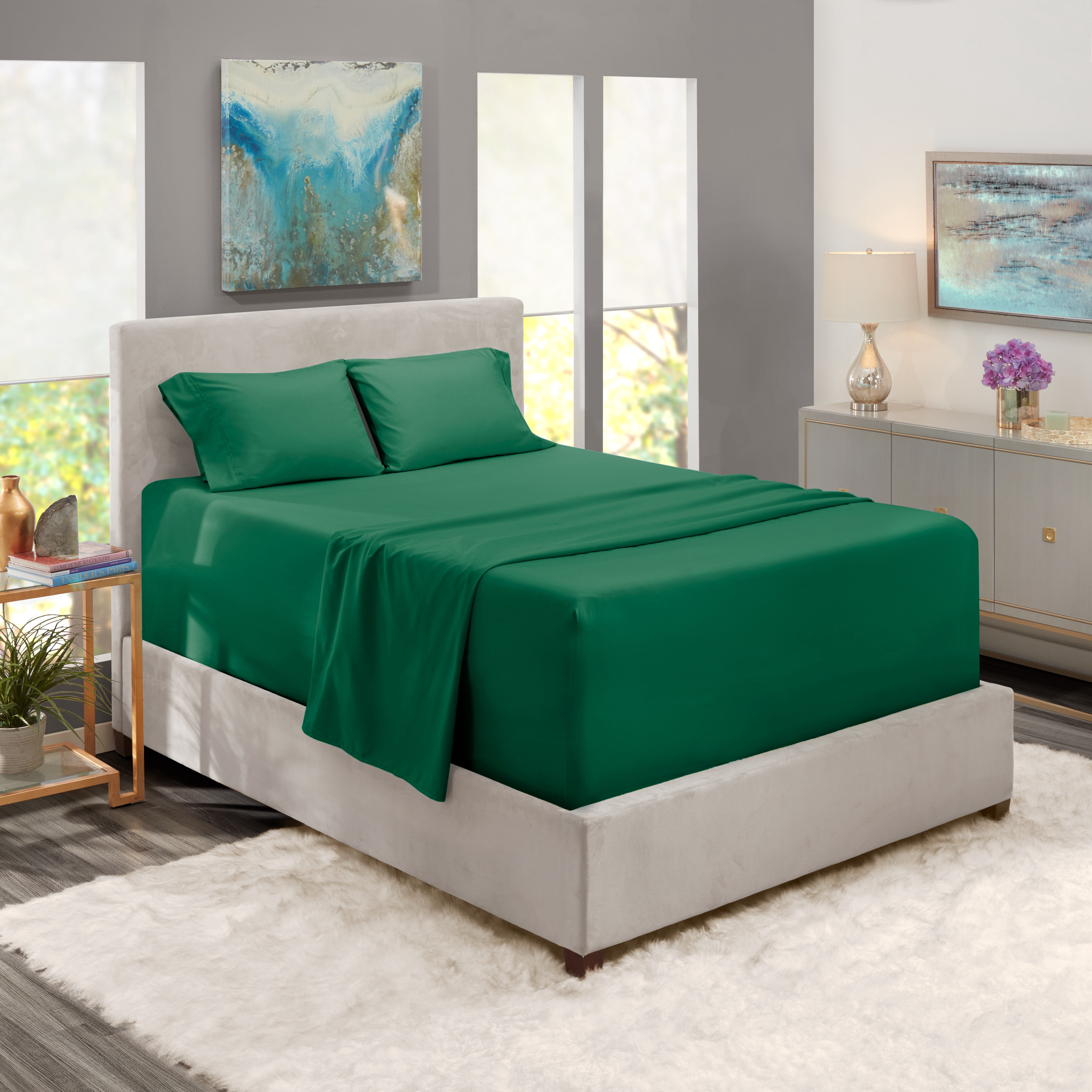 LammaLoe Extra Deep Pocket Full Sheets Set, 4 Piece, Fits 18"-24" Mattress, Breathable & Extra Soft Bed Sheets, Hunter Green
