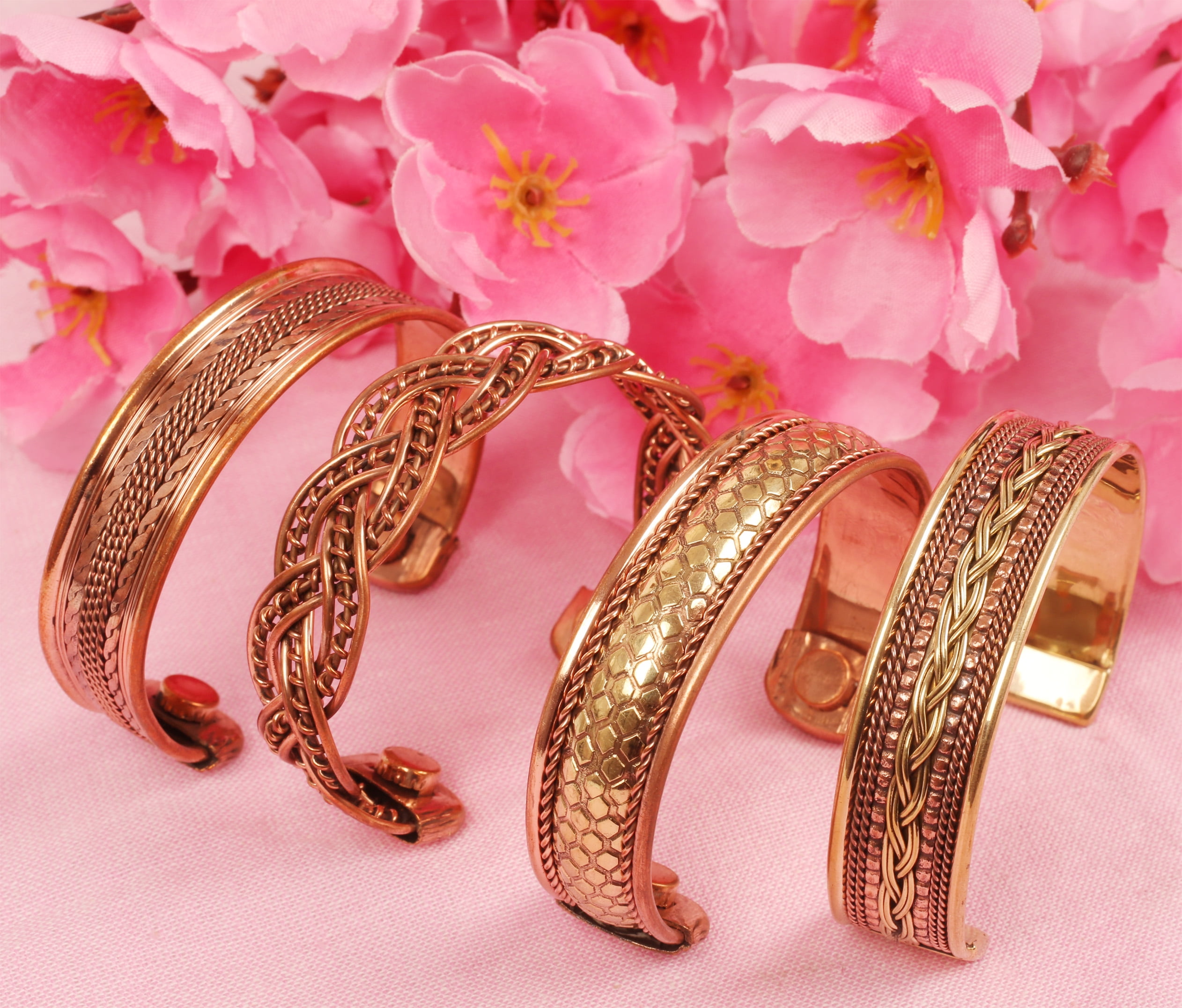 Sunsoul By Touchstone Indian Handcrafted Twisted Braids Jewelry 4 Bracelets In Gold Tone For Women.
