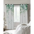 thumbnail image 3 of Teal Botanical Blackout Curtains 45 Inches Long, Spring Weeping Eucalyptus Leaves Thermal Insulated Black Out Curtains, Small Darkening Window Curtain Drapes for Cafe Bedroom 42"x45" 2 Panels, 3 of 8